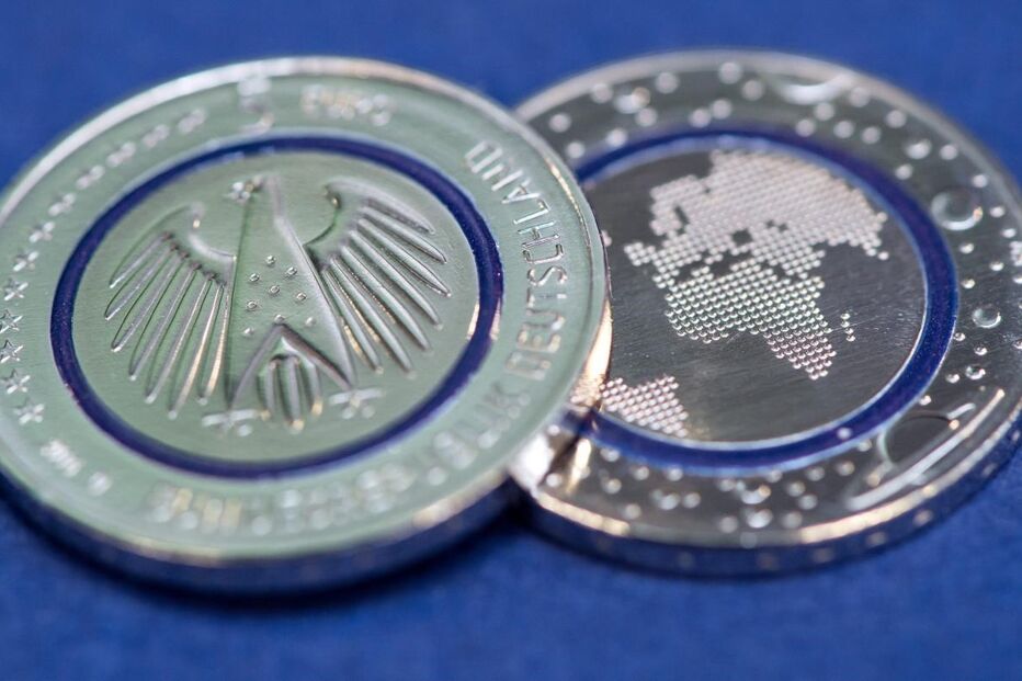 Alemanha, circulação, moeda, cinco euros, euro