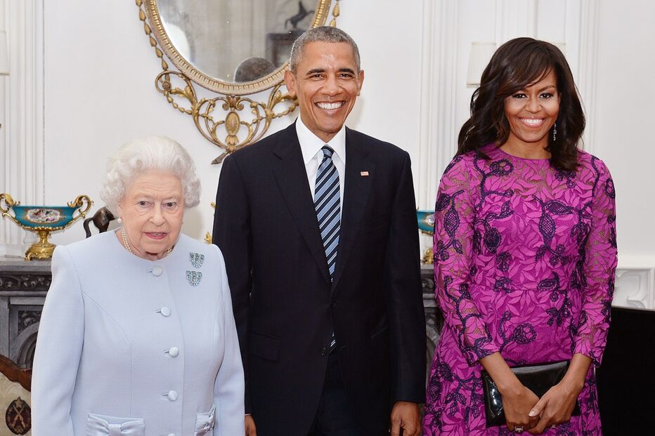 Isabel II , Barack Obama e Michelle Obama,