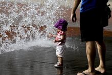 Temperaturas, sol, calor, água, protetor solar, fruta, óculos, meteorologia