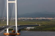 Coreia do Norte, Yalu, china, ponte, rio, campo, batatas, internacional