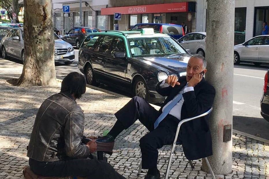 marcelo rebelo de sousa, cascais, engraxador