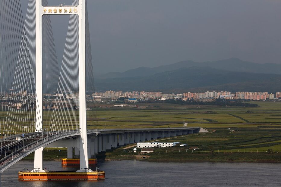 Coreia do Norte, Yalu, china, ponte, rio, campo, batatas, internacional