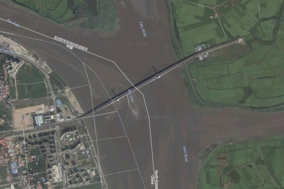 Coreia do Norte, Yalu, china, ponte, rio, campo, batatas, internacional