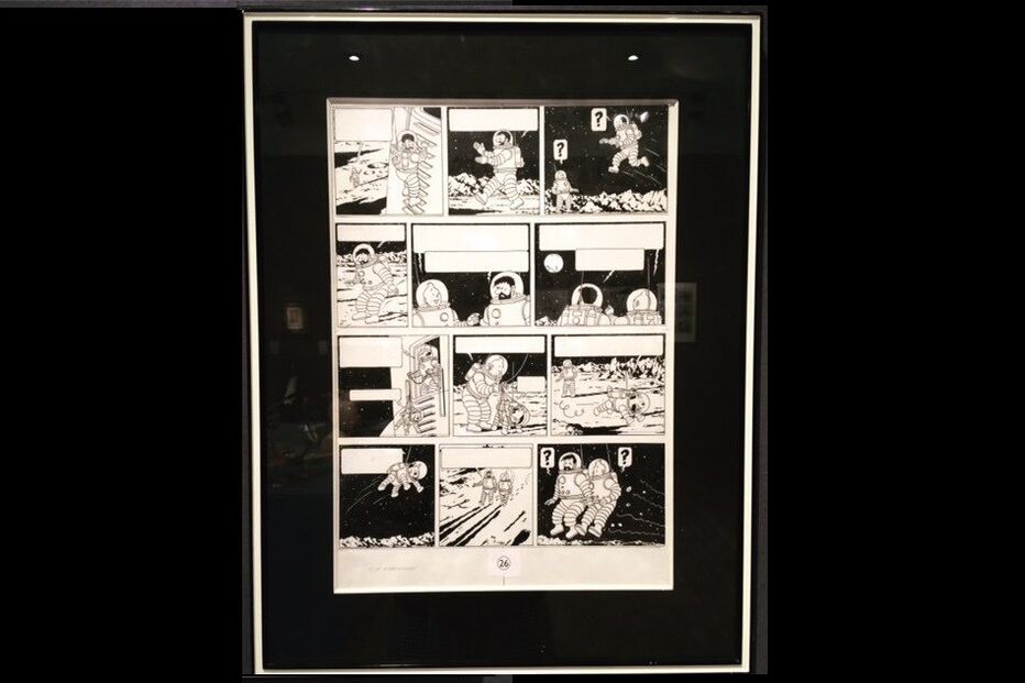 prancha tintin, bd, objetivo lua, leilão