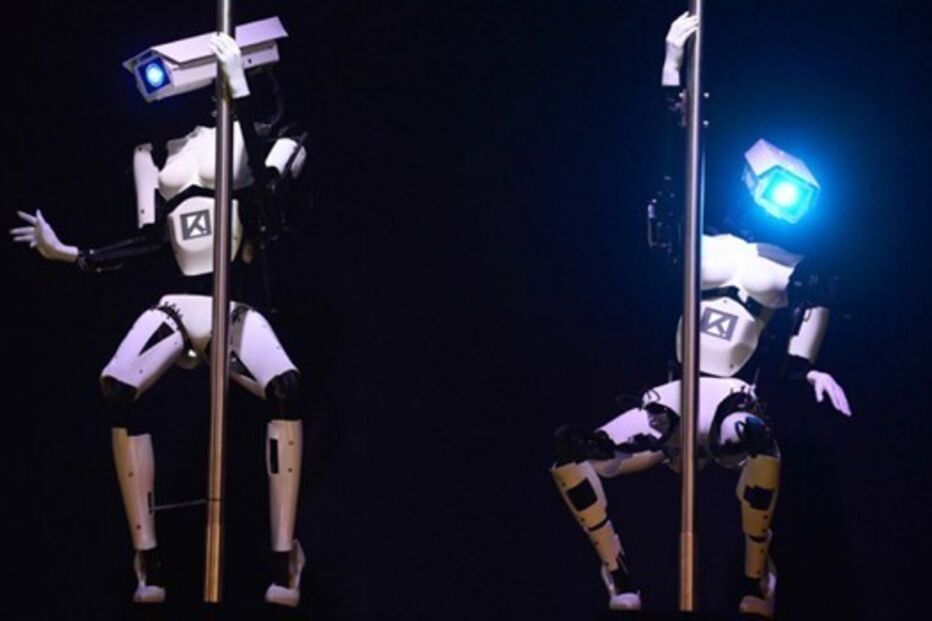 robot, stripper, giles, walker