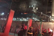 Grande aparato no local do incêndio