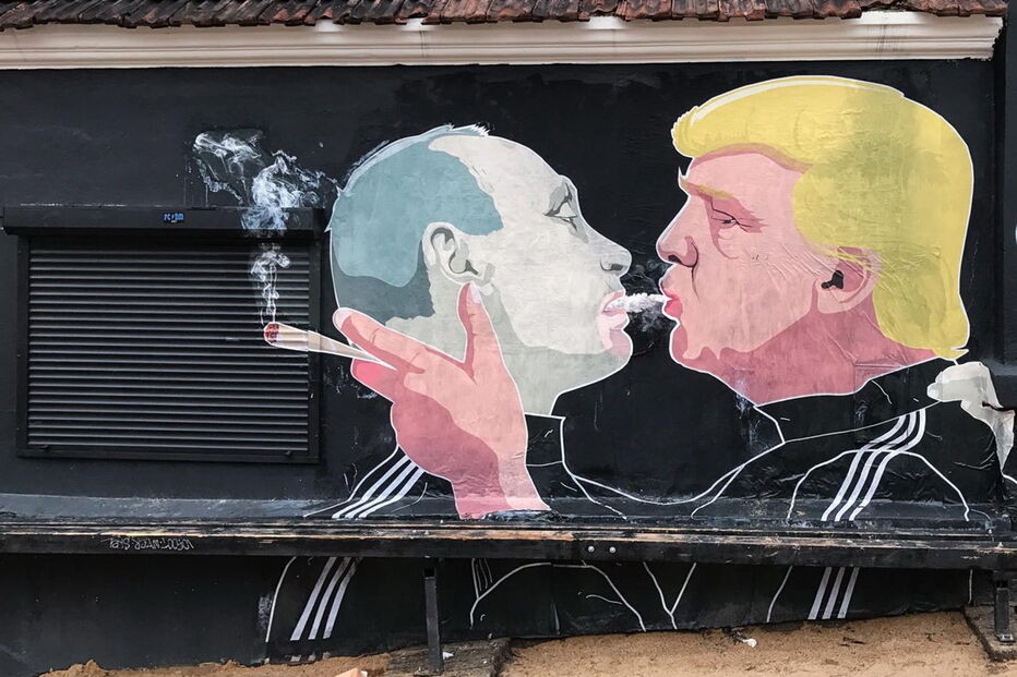 putin, trump, lituânia mural