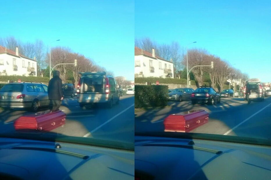 urna, braga, estrada, carro funerário, caixão