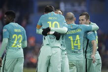 A festa dos jogadores do Barcelona