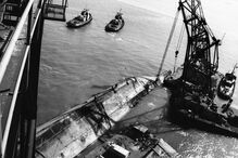 O Tollan naufragou no Tejo em fevereiro de 1980. Só foi removido quase quatro anos depois