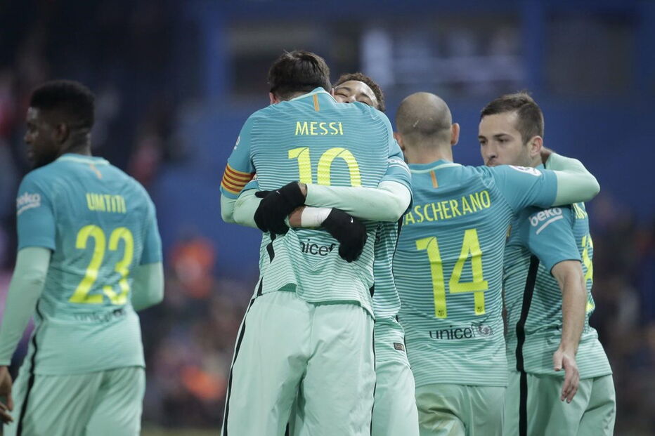 A festa dos jogadores do Barcelona