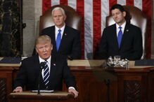 Donald Trump no seu primeiro discurso no Congresso norte-americano