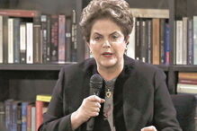 Dilma durante a sua alocução na Fundação José Saramago, em Lisboa  