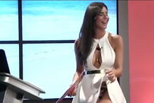 Barbara Francesca Ovieni apresenta o programa Rabona na TV italiana