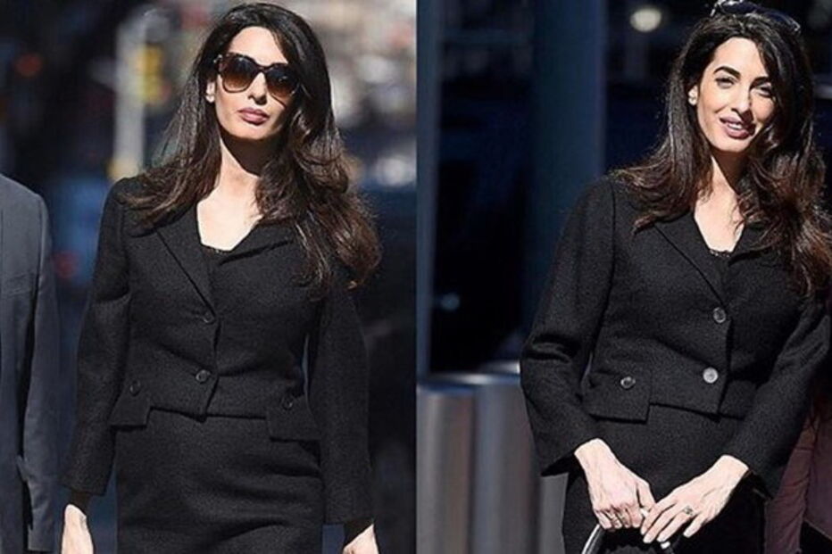 Amal Clooney exibe barriga