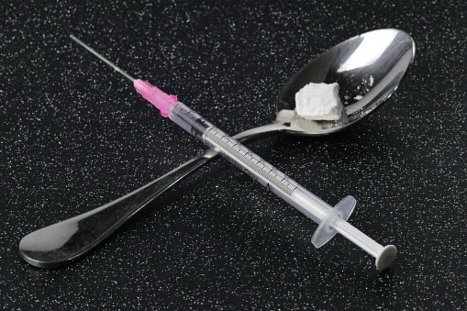 seringa, droga, colher, toxicodependente