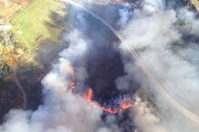Imagem aérea do incêndio após as explosões