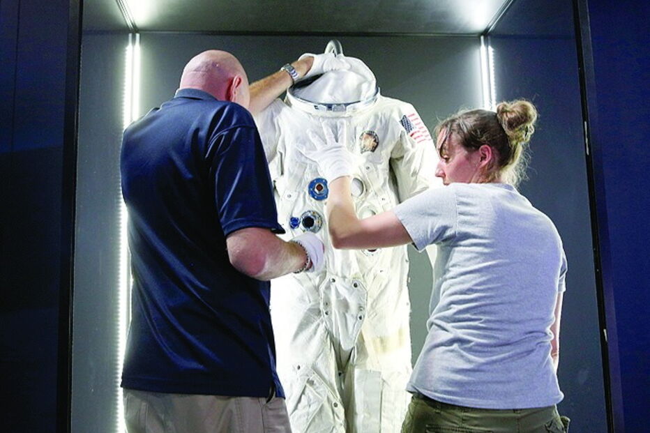 Fato usado pelo astronauta norte-americano David Scott, um dos 12 homens que foram à Lua