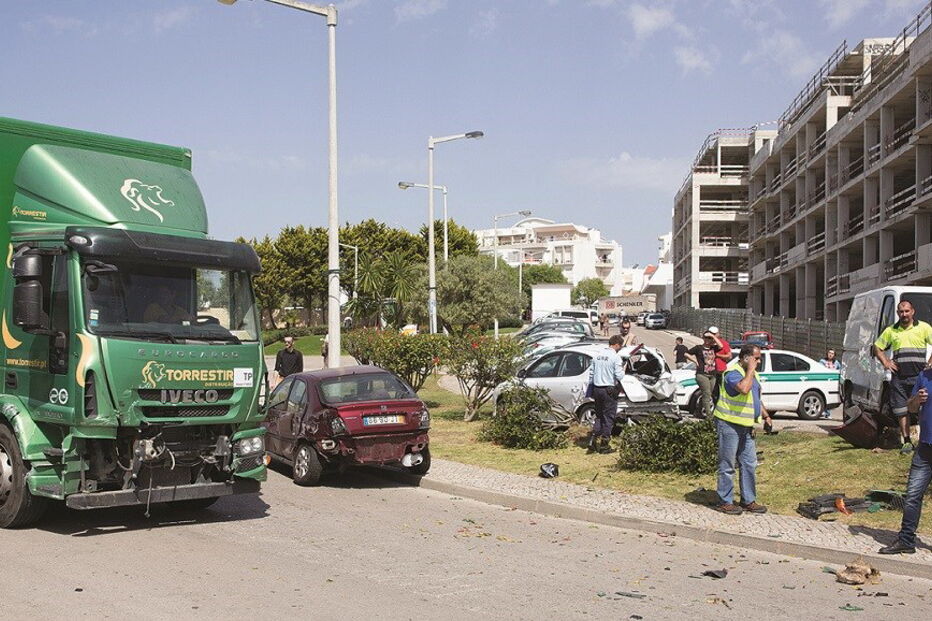 camião, algarve, carros, danificado, Lagoa
