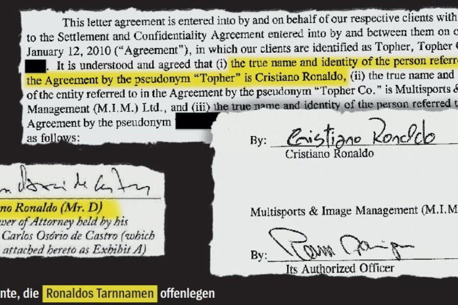 Carta de confidencialidade alegadamente assinada por CR7