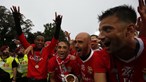 Jogadores do Benfica fazem a festa após conquista da Taça
