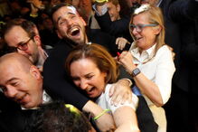 Macron, vitória, França, Le Pen, festejos, festa, eleições