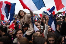 Macron, vitória, França, Le Pen, festejos, festa, eleições