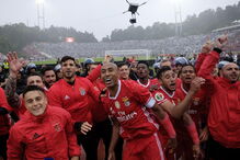 A festa dos jogadores do Benfica