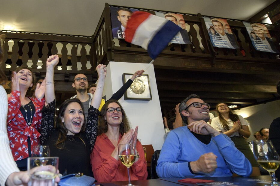 Macron, vitória, França, Le Pen, festejos, festa, eleições