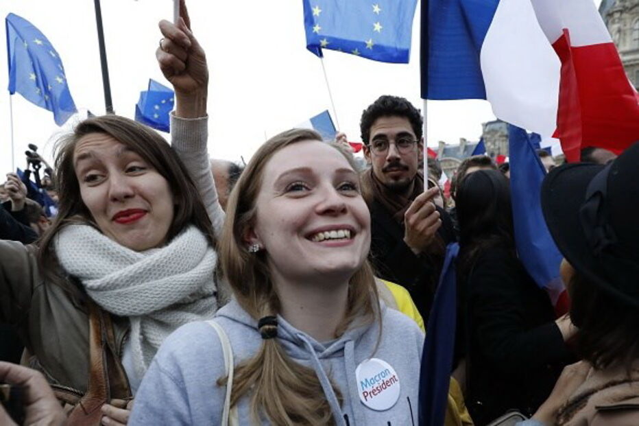 Macron, vitória, França, Le Pen, festejos, festa, eleições