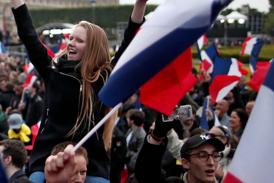 Macron, vitória, França, Le Pen, festejos, festa, eleições