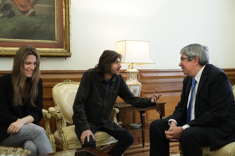 Irmãos Sobral recebidos na Assembleia da República, Salvador Sobral, Luísa Sobral, Ferro Rodrigues, Parlamento