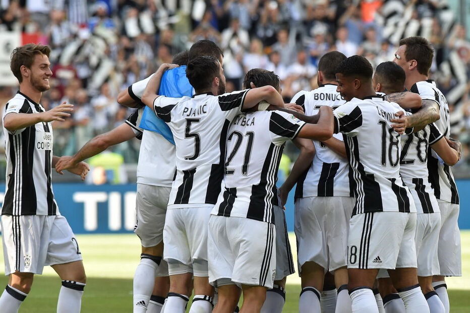 A festa dos jogadores da Juventus