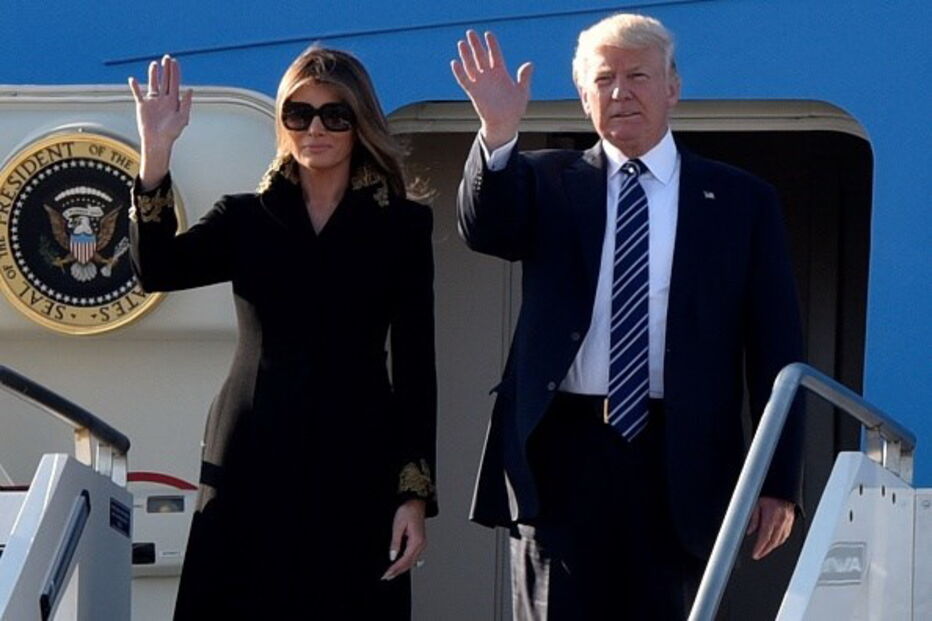 Donald Trump à chegada a Itália