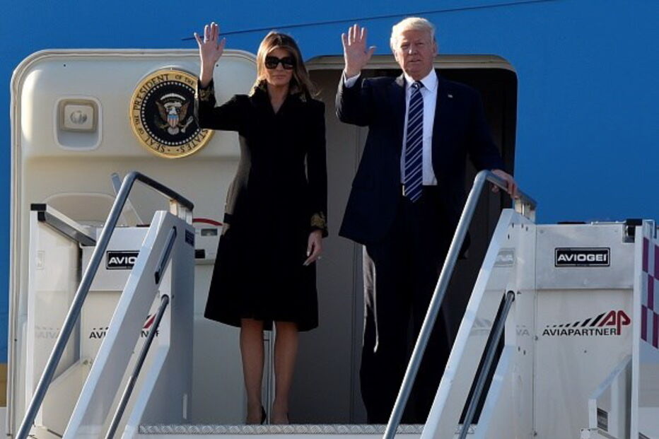Donald Trump à chegada a Itália