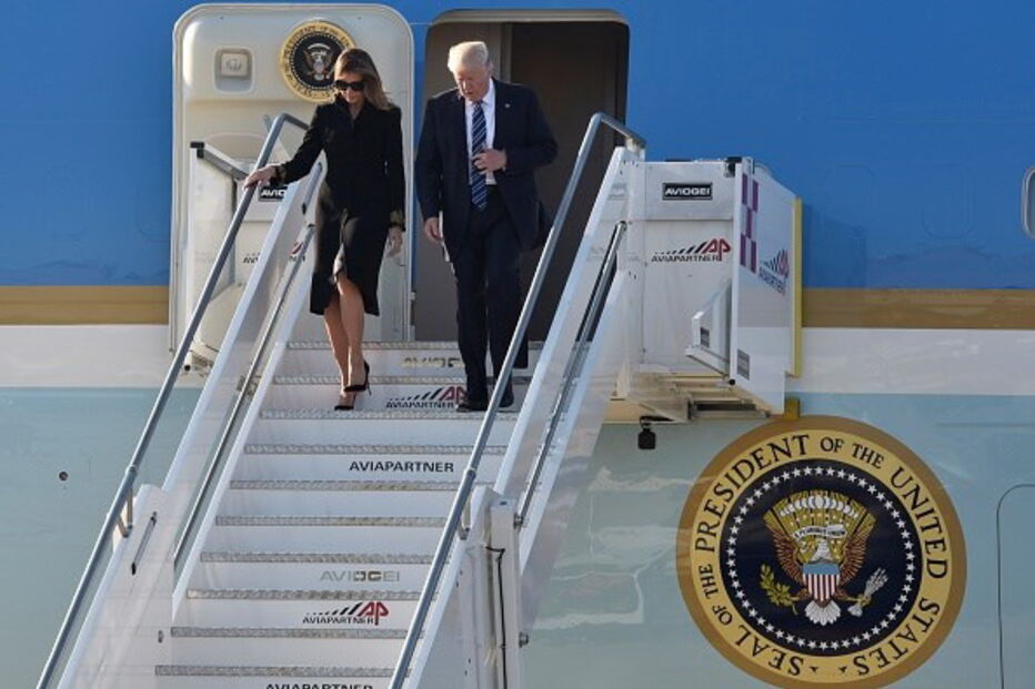 Donald Trump à chegada a Itália