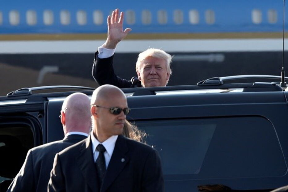 Donald Trump à chegada a Itália