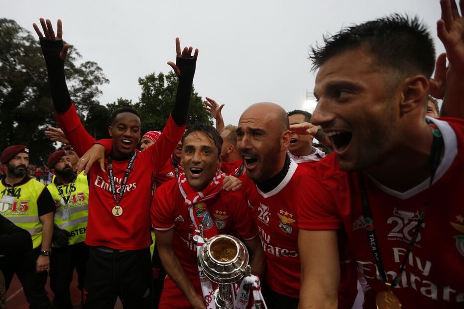 A festa dos jogadores do Benfica