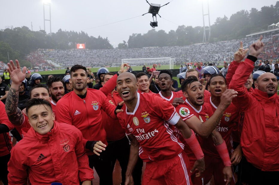 A festa dos jogadores do Benfica
