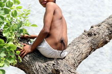 menino macaco, Índia, 