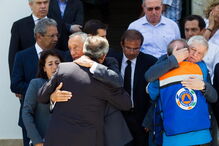 Presidente da Câmara de Pedrógão Grande, Valdemar Alves, junto do Presidente da República, Marcelo Rebelo de Sousa