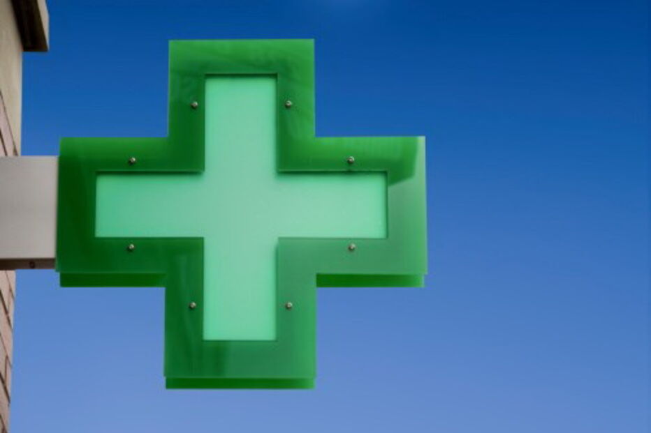 farmácia, símbolo, exterior, xxx