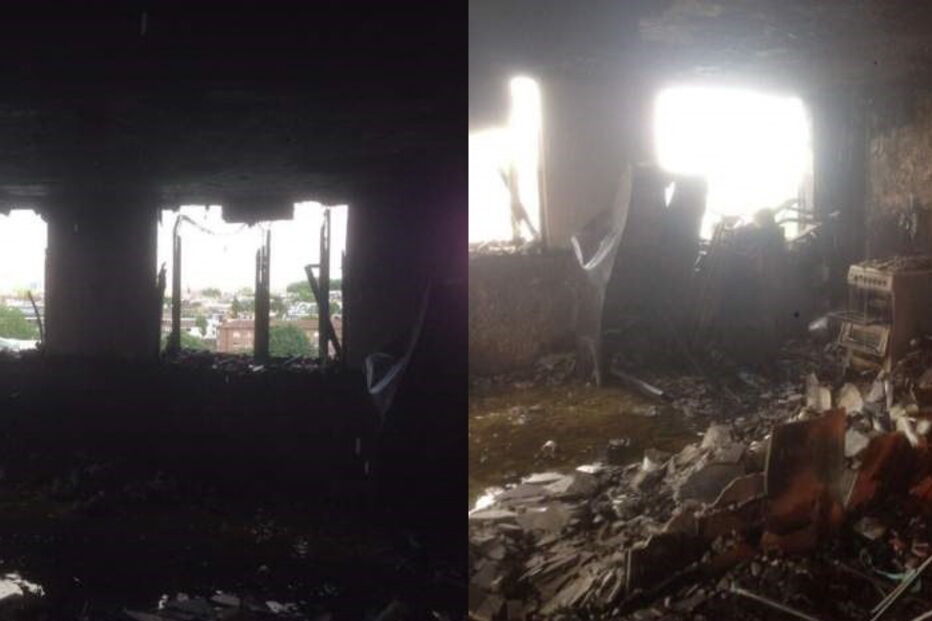 Imagens captadas dentro da torre mostram destruição causada pelo fogo