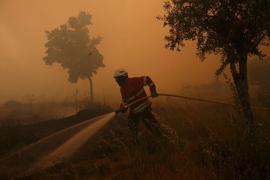 Bombeiros combatem as chamas em Pedrógão Grande