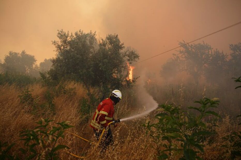 Bombeiros combatem as chamas em Pedrógão Grande