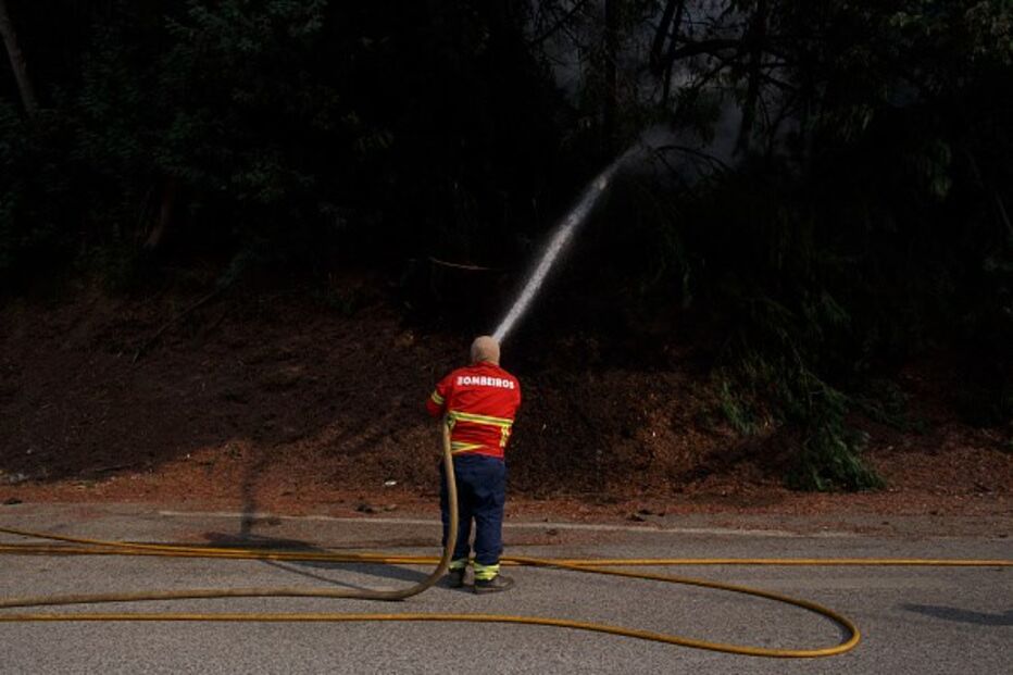 Bombeiros combatem as chamas em Pedrógão Grande