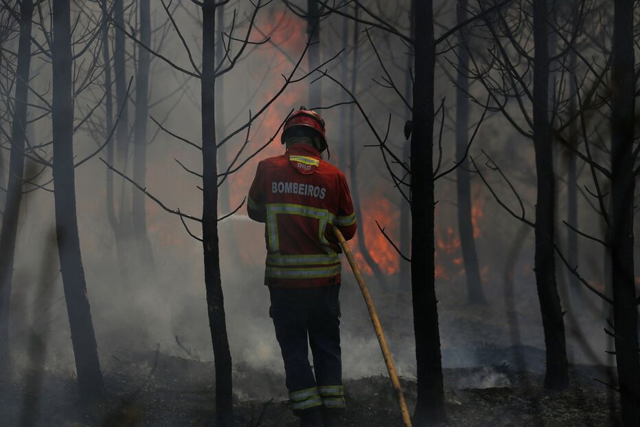 Bombeiros combatem as chamas em Pedrógão Grande