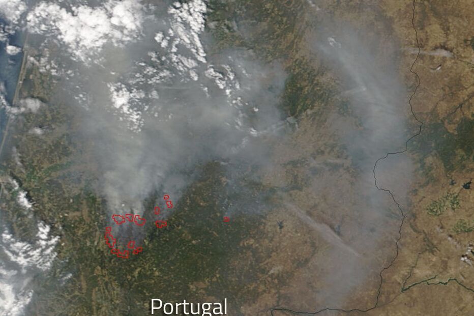Foto da NASA mostra incêndios em Portugal