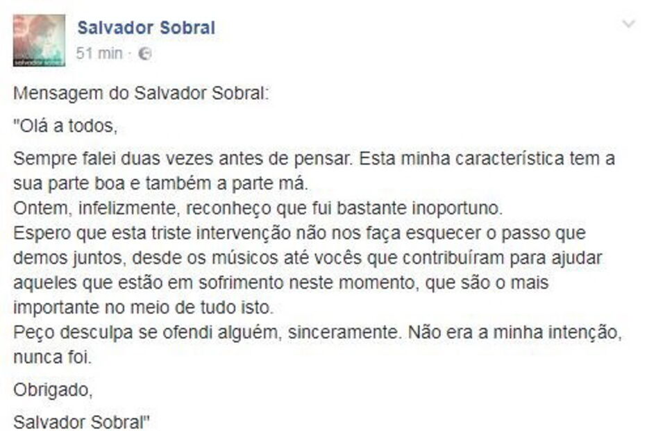 Pedido de desculpas de Salvador