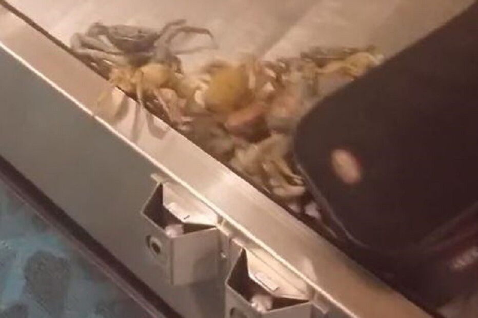 Caranguejos no aeroporto das Baamas